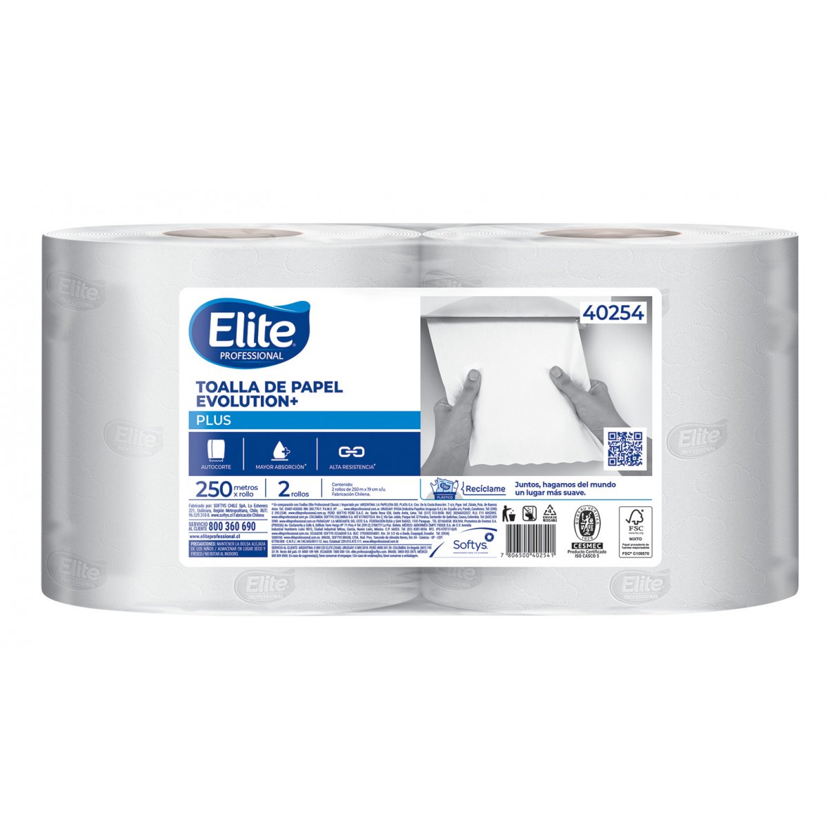 Toalla papel Elite Evolution autocorte 250 metros dispensador