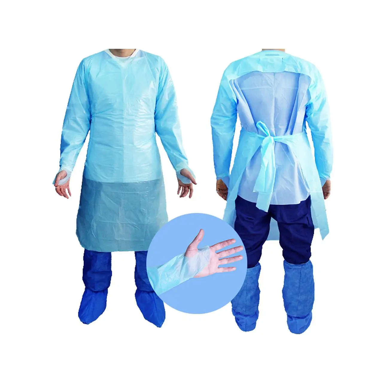 Pechera desechable manga larga con ojal caja 200 unidades